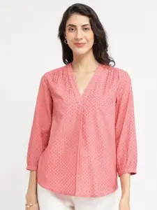 Pink Fort Women Self Design Cotton Top