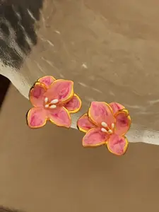 KRENOZ Gold-Plated Enamel Floral Studs