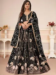 F Plus Fashion Black Net Lehenga Choli