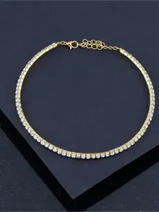 APUNKA D FASHION Gold-Plated Artificial Stones Studded Statement Necklace