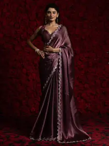 Anouk Embellished Beads and Stones Border Tissue Saree