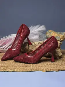 Bata Mid-Top Slim Pumps With Western Embellished