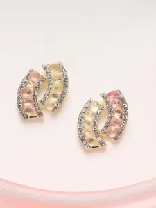 AVANT-GARDE PARIS Gold-Plated Artificial Stones Studded And Beaded Contemporary Studs