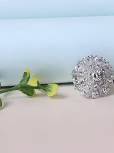 FASHION EMPIRE Silver Cubic Zirconia Finger Ring