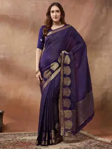 Anouk Women Striped Woven Design Zari Designer Leheriya Saree