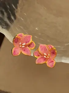 VAGHBHATT Gold Plated Enamelled Floral Studs