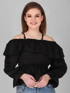 69 FASHION STREET Women Off-shoulder Bishop Sleeves Crepe Top
