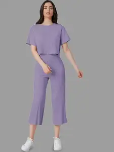 SRUTVA FASHION Ribbed Top & Palazzos Co-Ord Set