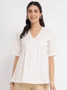 Pink Fort Ethnic Motifs Printed Cotton A-Line Top