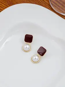 AVANT-GARDE PARIS Gold-Plated Pearls Beaded Geometric Drop Earrings