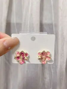 KRENOZ Gold-Plated Enamel Floral Studs