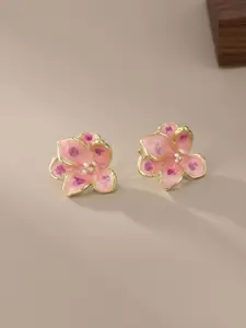 KRENOZ Gold-Plated Enamel Floral Studs