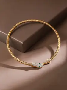 APUNKA D FASHION Stainless Steel Gold-Plated Artificial Stones Studded Necklace