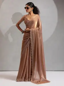 Anouk Embellished Beads and Stones Satin Saree