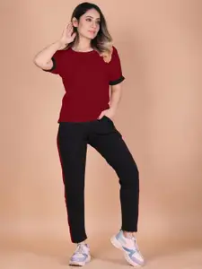 DTR FASHION Round Neck T-Shirt With Trousers Co-Ords