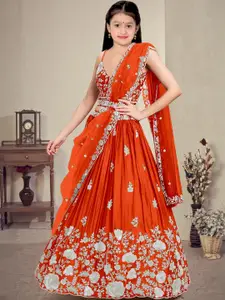 F Plus Fashion Orange Net Lehenga Choli
