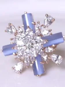 FASHION EMPIRE Women Brass American Diamond Studded Finger Ring