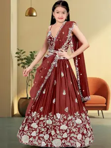 F Plus Fashion Girls Semi-Stitched Lehenga & Unstitched Blouse Net