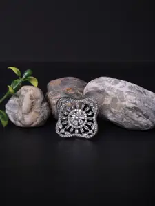 FASHION EMPIRE Alloy Silver Finish American Diamond Ring