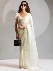 Anouk Embellished Beads and Stones Satin Saree