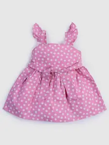 MeeMee Girls Polka Dot Printed Fit & Flare Dress