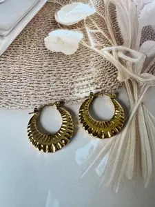 The Jewellery Tale Stainless Steel Gold Plated Circular Drop Earrings