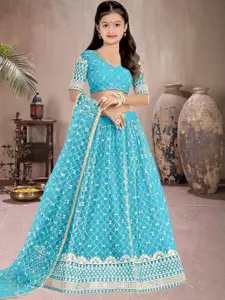 F Plus Fashion Blue Net Lehenga Choli