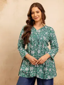 Mialo fashion Floral Printed V-Neck Kurti