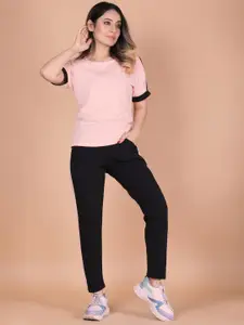 DTR FASHION Round Neck T-Shirt With Trousers Co-Ords