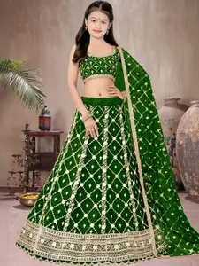 F Plus Fashion Green Poly Georgette Lehenga Choli
