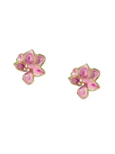 KRENOZ Gold-Plated Enamel Floral Studs