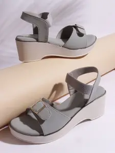 CHINRAAG Women Platform Heels Sandals with Buckles