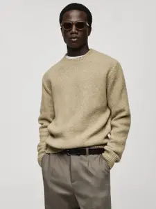 MANGO MAN Structured Knit Round Neck Pullover
