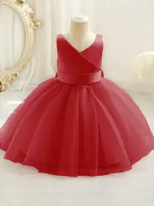 Shoryam Fashion Red Fit & Flare Dress for Girls