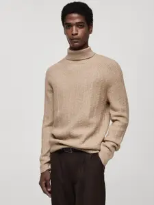 MANGO MAN Cable Knit Turtle Neck Raglan Sleeves Pullover