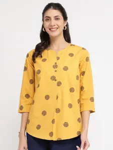 Pink Fort Women Cotton Geometric Print Top