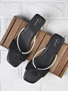 Shoestail Women Embellished T-Strap Flats with Bows