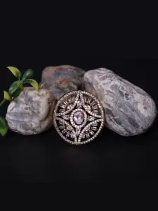 FASHION EMPIRE Rose Gold-Plated American Diamond Ring