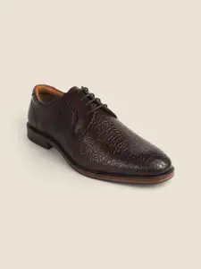 DAVINCHI Men Textured Lace-Up Formal Derby Shoes