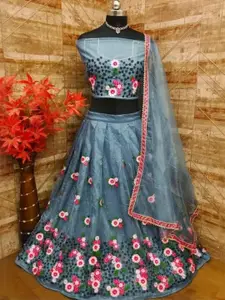 F Plus Fashion Green Net Lehenga Choli