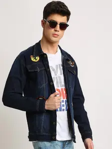 Kaali Peeli Men Spread Collar Washed Casual Denim Jacket