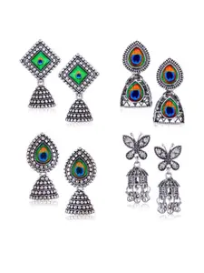 Sangria Silver-Plated Alloy Jhumkas
