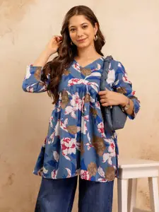 Mialo fashion Floral Printed V-Neck Kurti