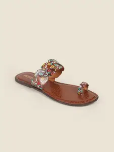 Metro Women Printed Open Toe Flats