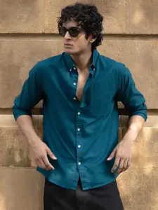 Powerlook Men Solid Button-Down Collar Cotton Casual Shirt