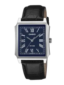 CASIO Men Enticer Dial & Leather Cuff Straps Analogue Watch A2474