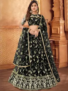 F Plus Fashion Black Net Lehenga Choli