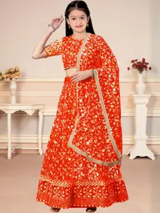 F Plus Fashion Girls Semi-Stitched Lehenga & Unstitched Blouse Net
