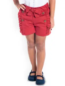Cherry Crumble Girls Solid Mid-Rise Regular Fit Shorts