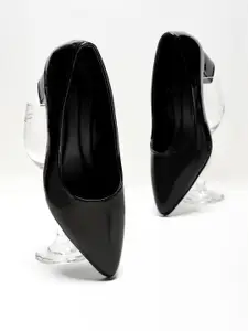 CORSICA Women Black Synthetic Leather Block Pumps